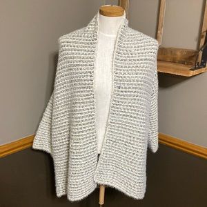 Knox rose cream, black & tan chunky open front cardigan size XS NWT